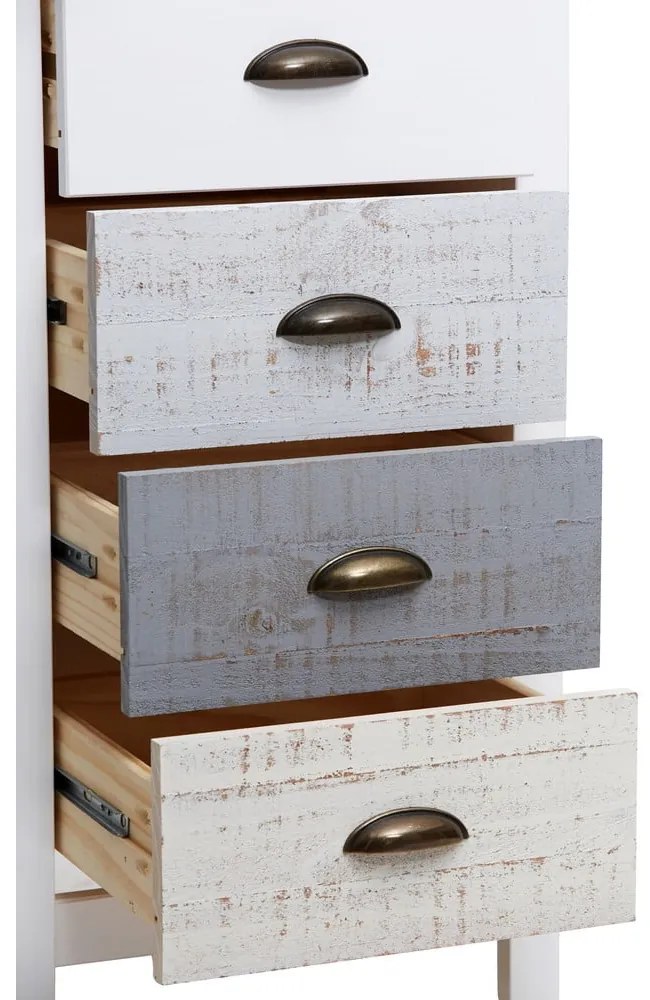 Cassettiera alta bianca e grigia con 4 cassetti , 46 x 80 cm Romantica - Marckeric