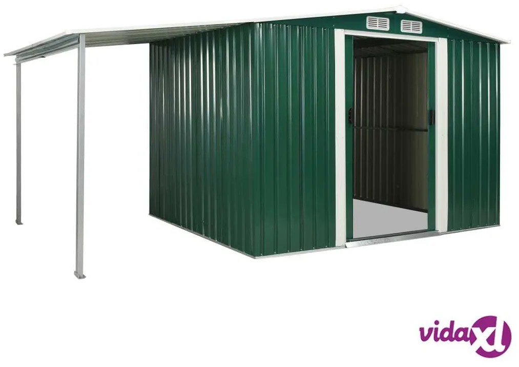 vidaXL Capanno con Porte Scorrevoli Verdi 386x205x178cm Acciaio