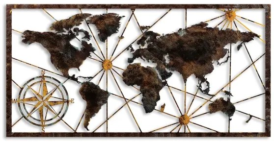 Decorazione da muro 120x60 cm world mappa metallo