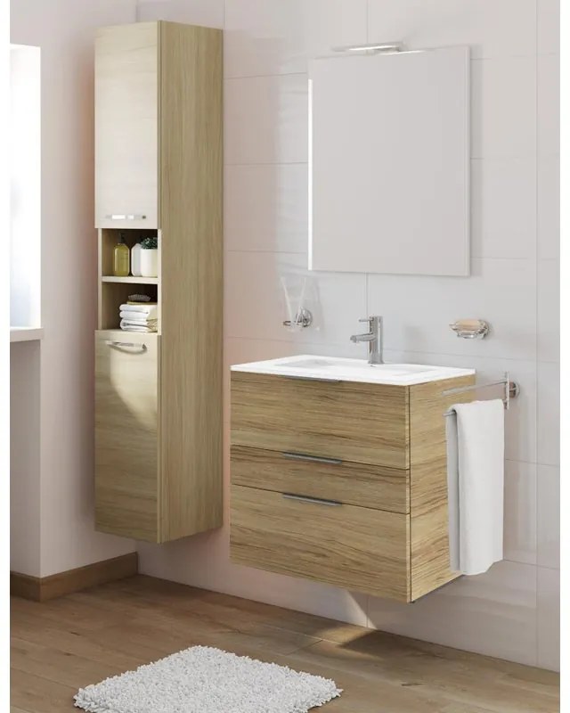 Mobile sottolavabo e lavabo Neo rovere miele L 60 x H 84 x P 48 cm 1 vasca 3 cassetti