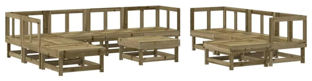 Set salotto da giardino 11 pz in legno impregnato di pino