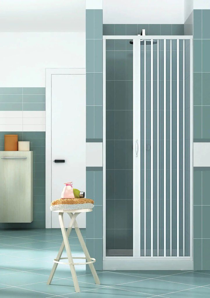 Porta Parete Doccia 90 cm 1 Anta a Soffietto in PVC H185 Caldoni Vens Bianco...