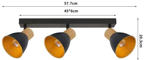 Brilagi - Faretto ODENSE 3xE14/10W/230V legno di caucciù/nero