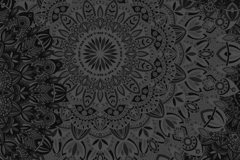 Stampa su tela – Mandala elegante in bianco e nero