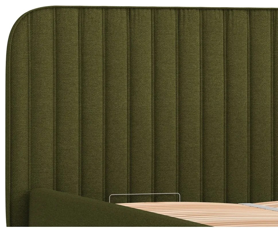 Letto matrimoniale imbottito verde con spazio contenitivo e rete 140x200 cm Noto - Maison de Rêve