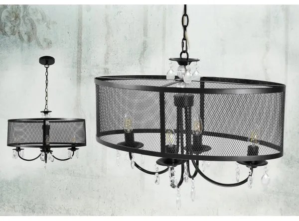 Lampadario a sospensione con catena BRESSO 4xE14/12W/230V nero