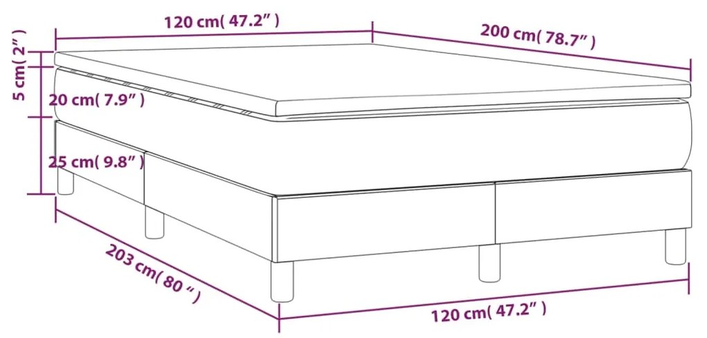 Giroletto a Molle con Materasso Tortora 120x200 cm in Tessuto