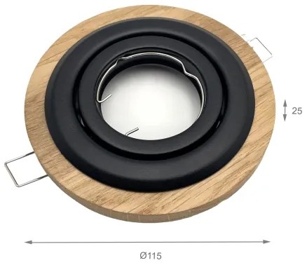 Set da 3 faretti da incasso TOBBY 1xGU10/20W/230V Ø 11,5 cm rovere/nero