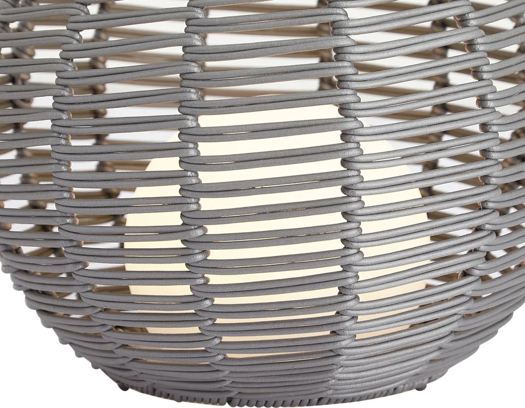 Lampada da tavolo da esterno grigio scuro 25 cm con LED ricaricabile con USB-C IP44 - Oli