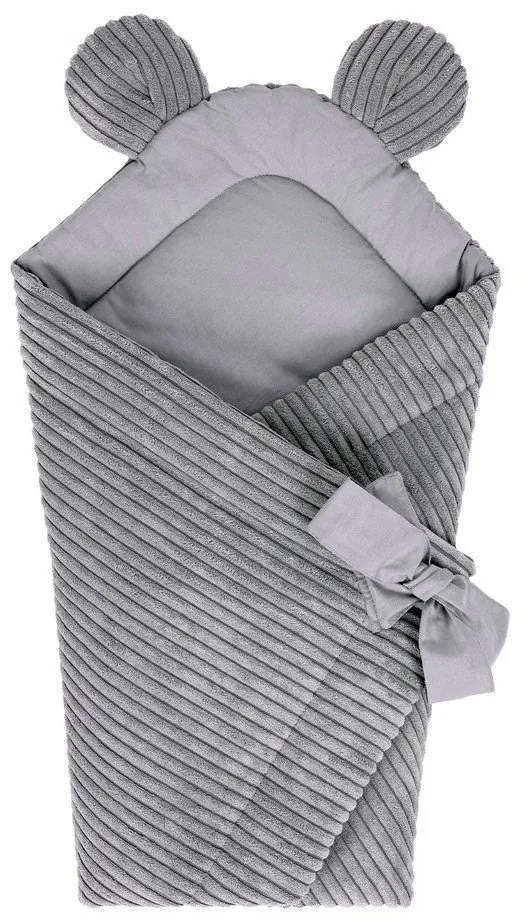 Copertina per neonati grigia in velluto a coste 35x65 cm – Meowbaby