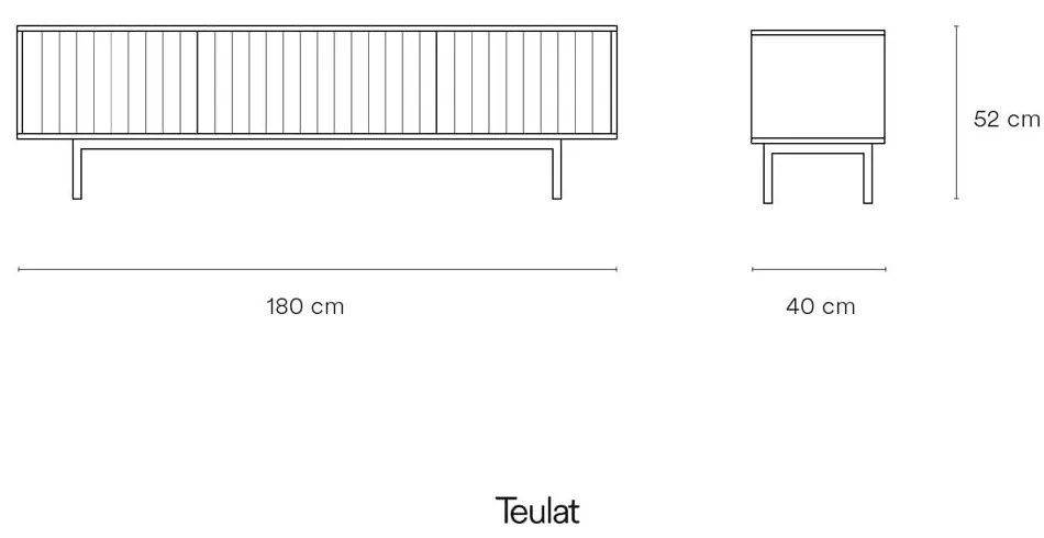 Tavolo TV nero 180x52 cm Sierra - Teulat