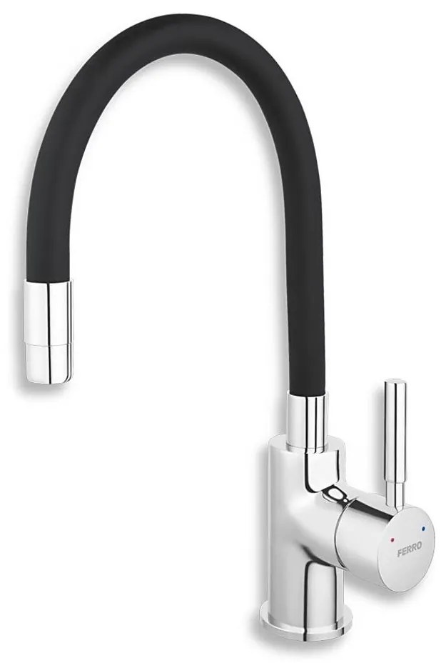 FERRO - Rubinetto per lavello con braccio flessible cromo lucido/opaco nero