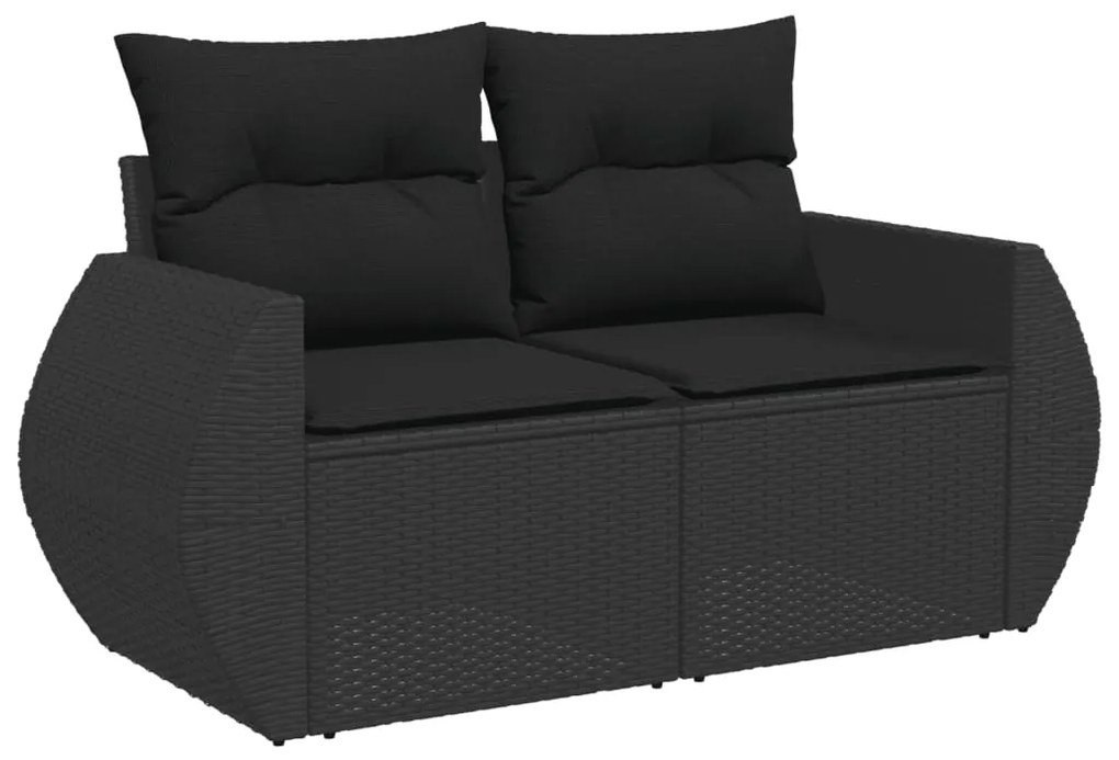 Set Divano da Giardino 6 pz con Cuscini Nero in Polyrattan