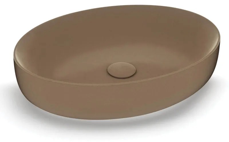 Lavabo da appoggio ovale in ceramica L 55 x H 14 cm marrone