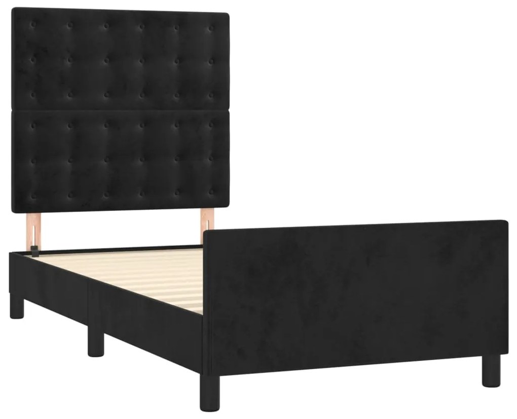 Giroletto con testiera nero 90x200 cm in velluto