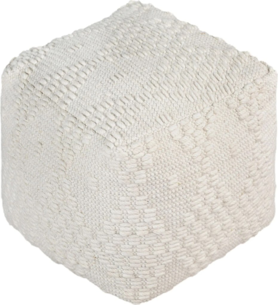 VALZER - pouf in lana avorio con decoro 40 x 40
