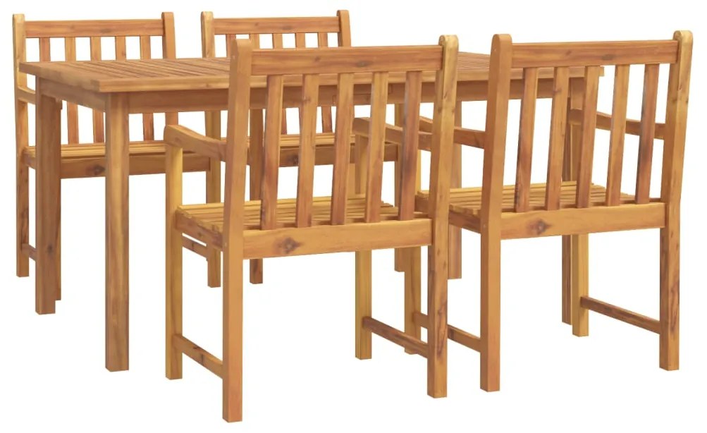 Set da pranzo per giardino 5 pz in legno massello di acacia