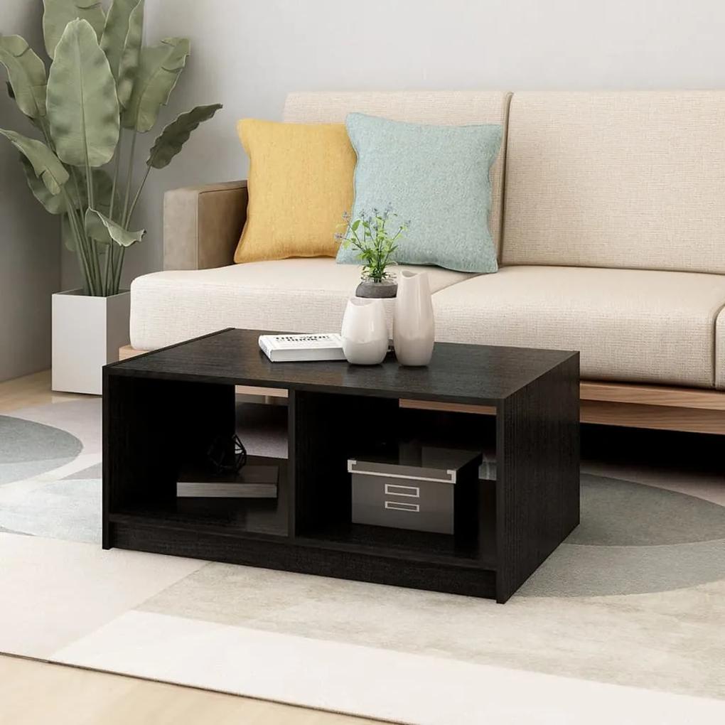 Tavolino da salotto nero 75x50x33,5 cm legno massello di pino