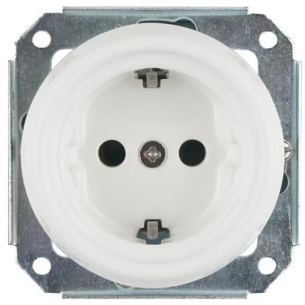 Bohemia-Design - Presa elettrica a parete in porcellana stile retrò senza cornice SCHUKO 250V/16A bianca