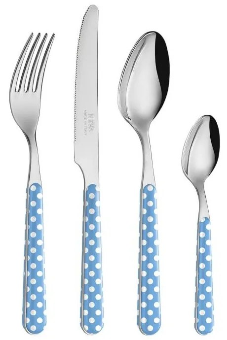 Set 24 Pezzi Posate Moderne - Pois Azzurro