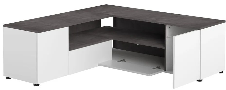 Tavolo TV grigio e bianco in cemento 130x46 cm Angle - TemaHome