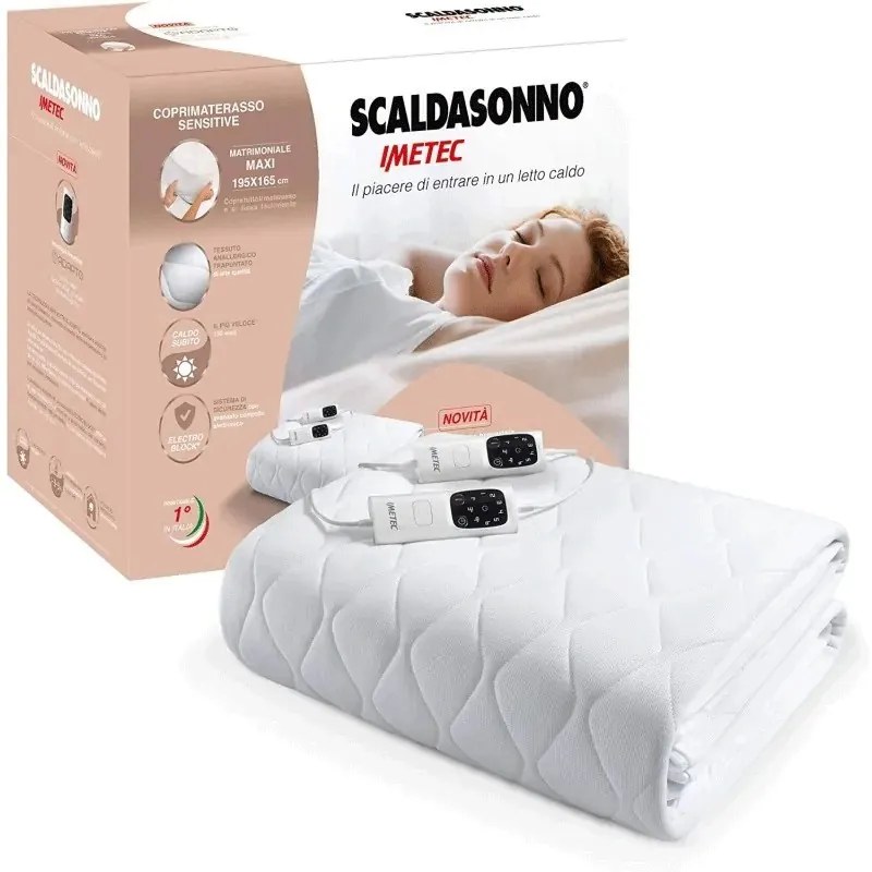Scaldasonno Scaldaletto Imetec Sensitive Adapto Maxi con angoli  Dimensioni e Misure Matrimoniale