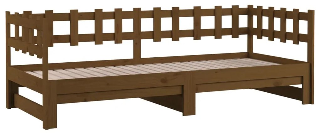 Dormeuse Estraibile Miele 2x(80x200) cm Legno Massello di Pino