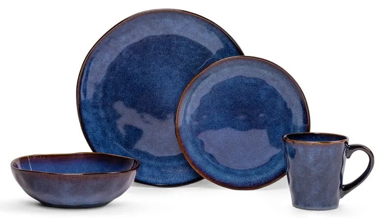 Set da pranzo in gres blu scuro 24 pezzi Glosia - Bonami Selection