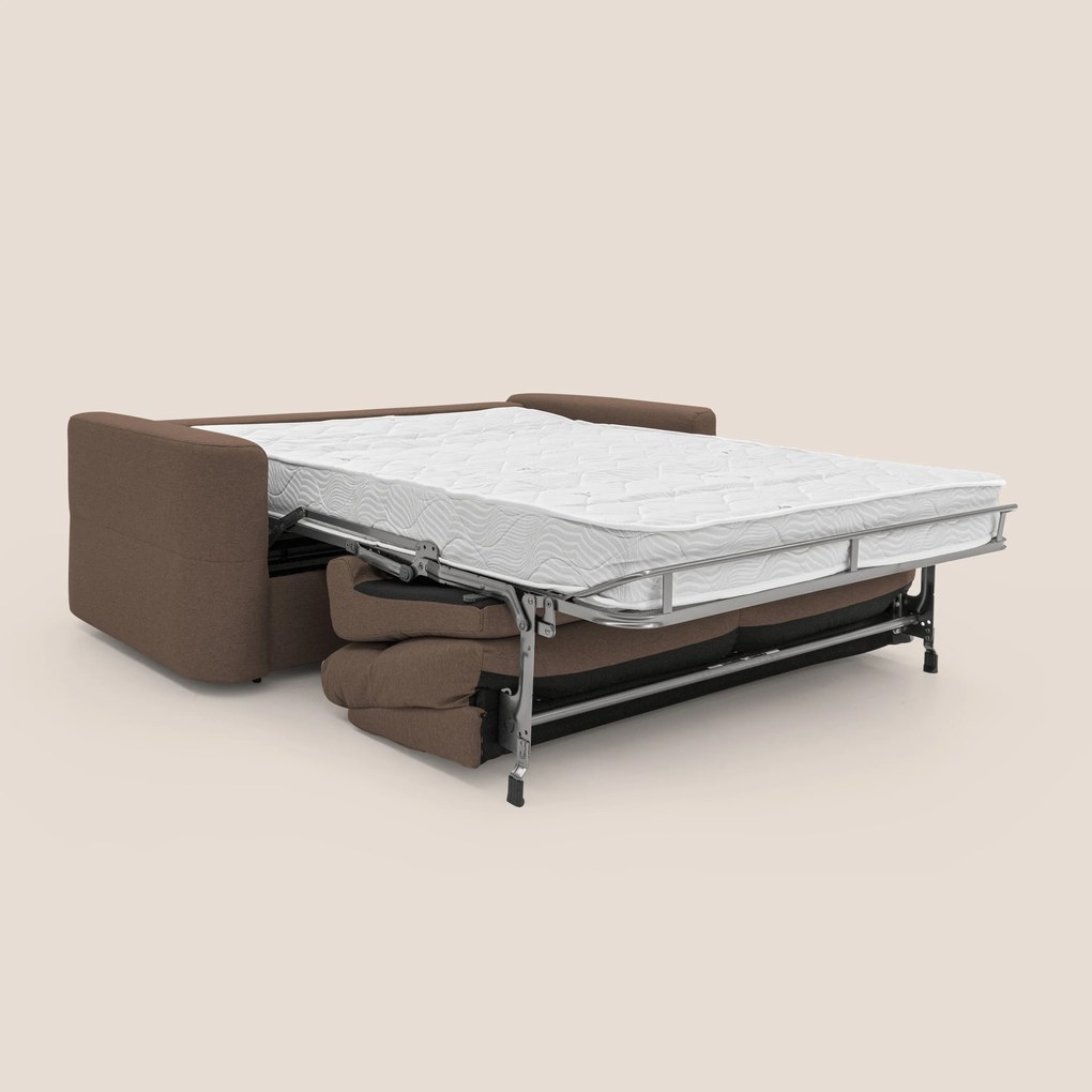 Cupido Divano letto materasso H18 cm e schienale alto in tessuto impermeabile simil cotone T13 marrone