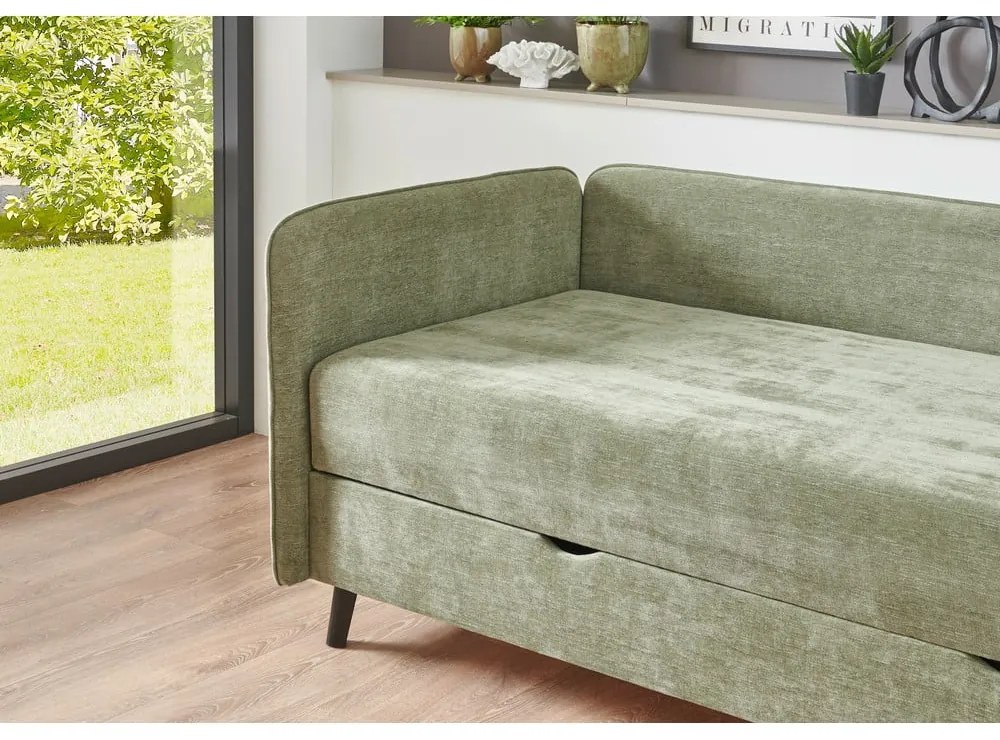 Letto singolo verde imbottito con contenitore 120x200 cm Kiruna - Meise Möbel