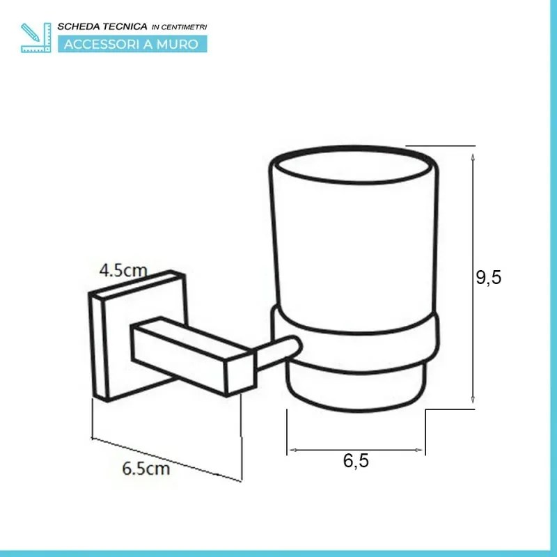 Set accessori a muro 6 pezzi in metallo cromato e viti incluse Rock