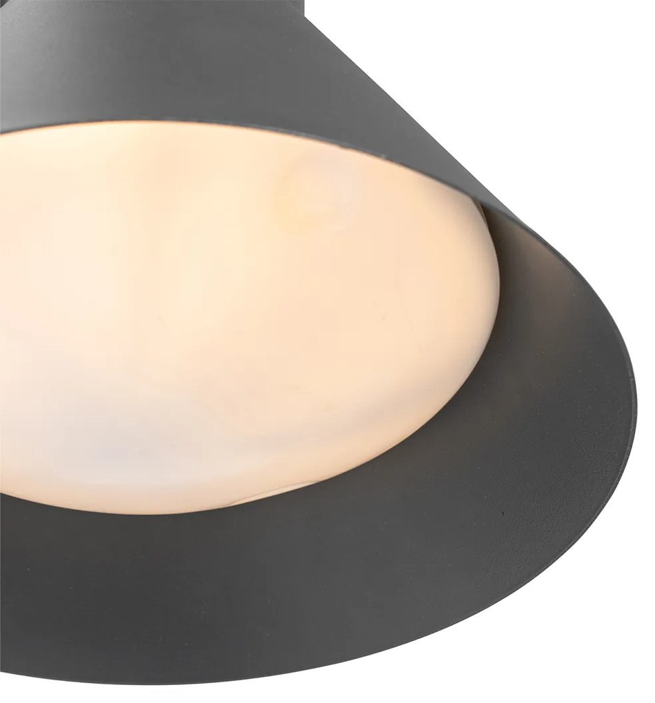 Lampada da parete per esterni industriale grigio scuro a cono IP44 - Natas