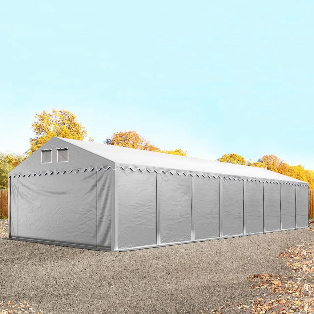 TOOLPORT 5x16 m tenda capannone, altezza 2,6m, PVC 800, telaio perimetrale, grigio, senza statica - (57713)