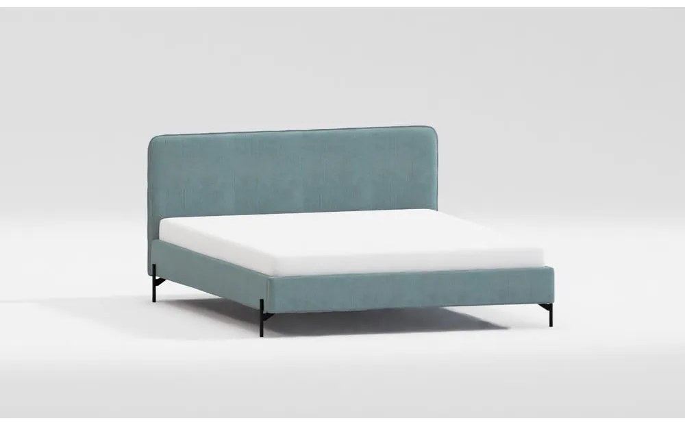Letto matrimoniale imbottito azzurro con griglia 180x200 cm Barker - Ropez