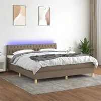 Letto a Molle con Materasso e LED Tortora 180x200 cm in Tessuto 3133977