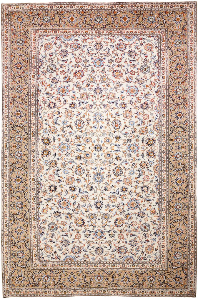 Kashan Tappeto persiano 370 x 250 Beige (Iran) Annodato A Mano