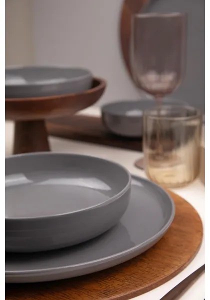 Set da tavola 12 pezzi in porcellana grigia