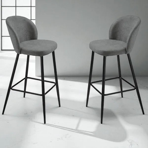 Sgabello in tesssuto Antracite con struttura in metallo MEGGIE 2 pezzi