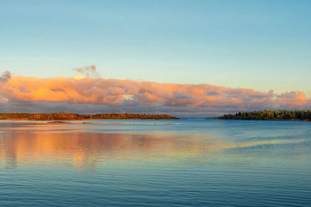 Carta da parati autoadesiva – Lago e tramonto