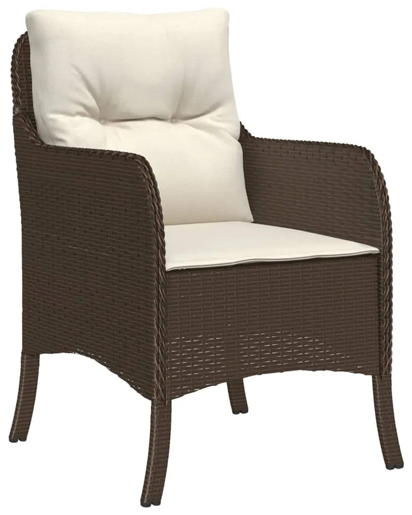 Set da pranzo da giardino 5pz con cuscini in polyrattan marrone