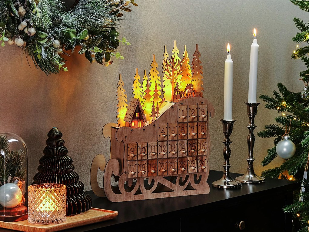 Calendario avvento LED legno chiaro IMPALA Beliani