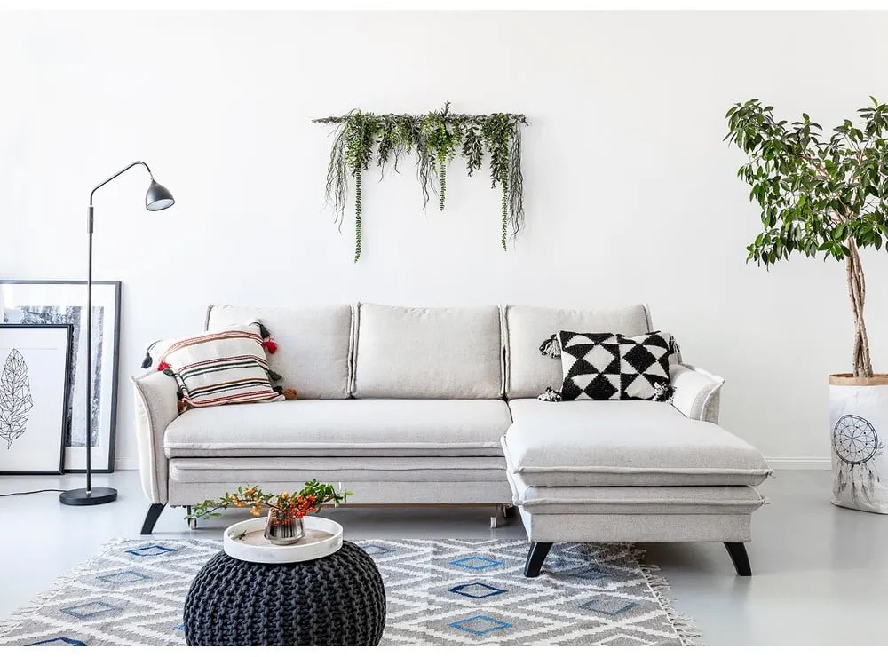 Divano letto angolare beige chiaro, angolo destro Charming Charlie - Miuform