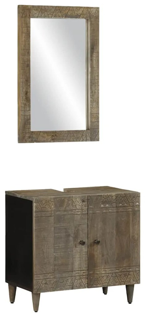 Set Mobili Da Bagno 2pz İn Legno Massello Di Mango /