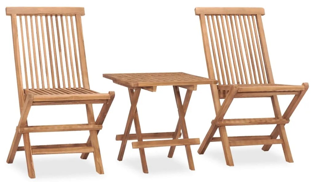 Set Da Pranzo Da Giardino Pieghevole 3 Pz İn Massello Di Teak /