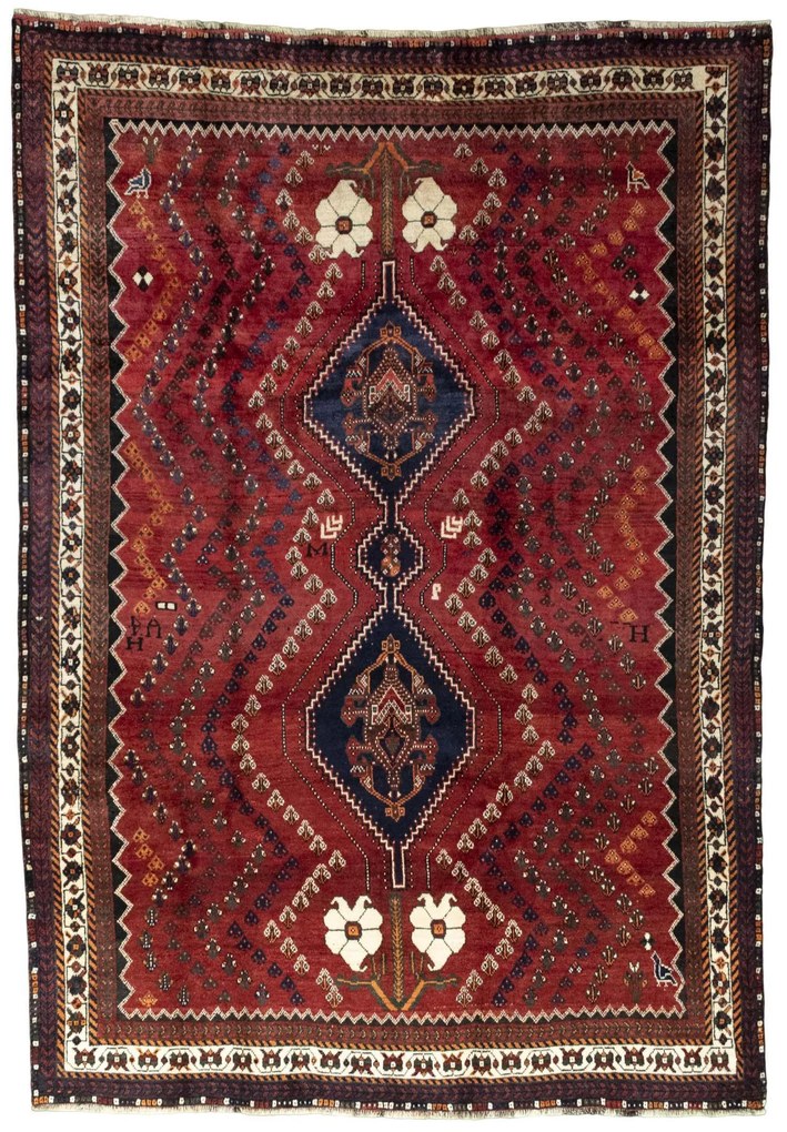 Shiraz Tappeto 210x300 Rosso (Iran) Annodato A Mano
