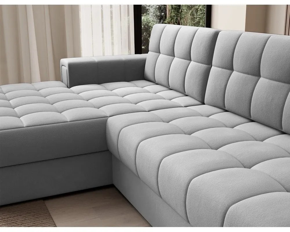 Divano angolare grigio allungabile (con penisola a sinistra/con chaise lounge) con rivestimento in velluto Blezalt – ELTAP