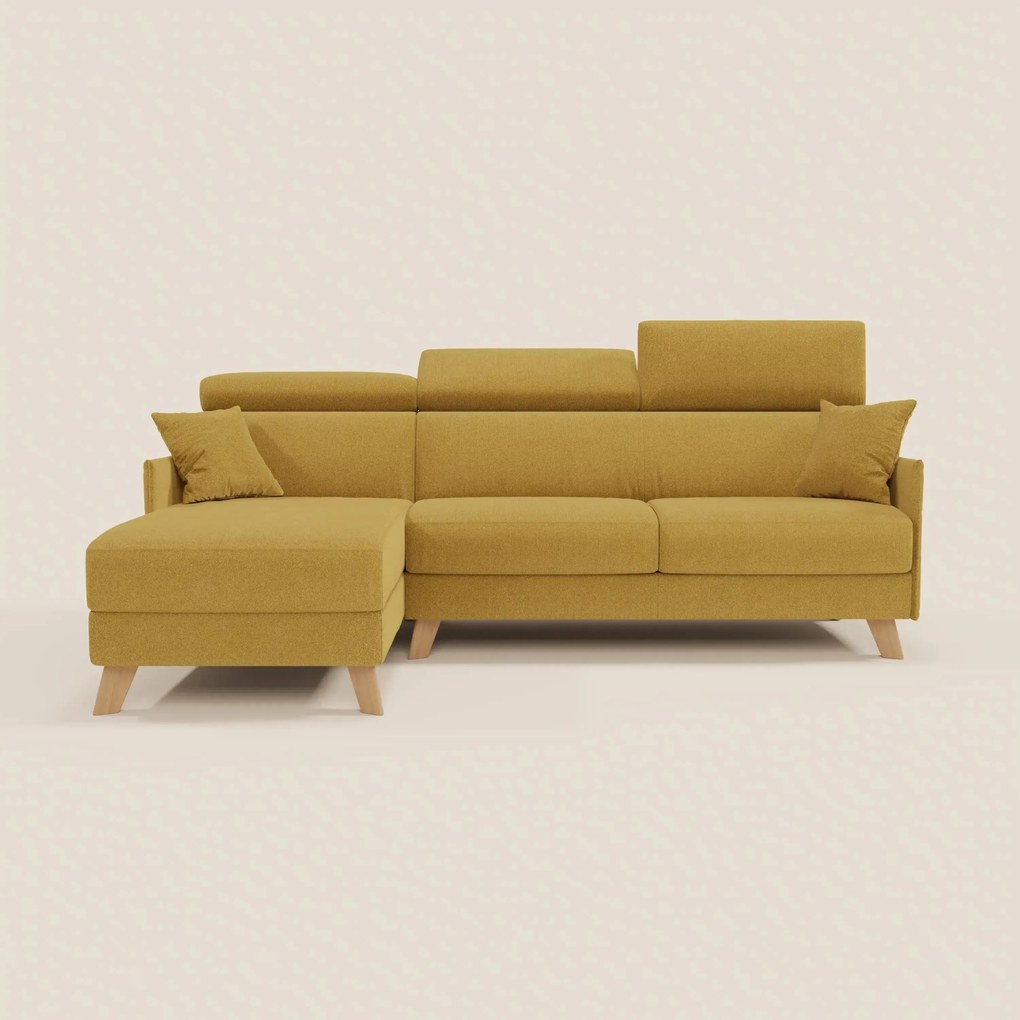 Sole Divano letto matrimoniale angolare con penisola contenitore e poggiatesta reclinabili - tessuto smacchiabile T23