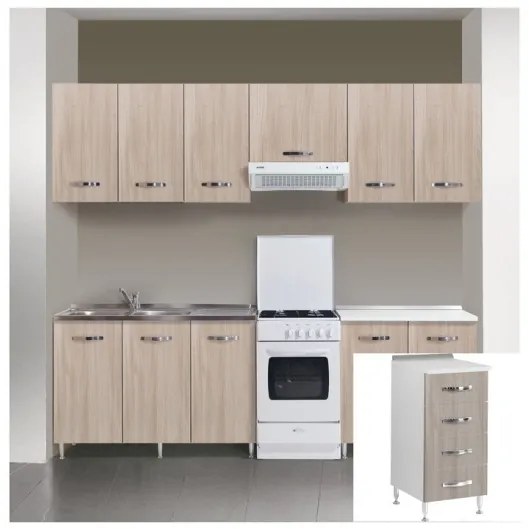 Kit Cucina Base 4 Cassetti 40X50Xh85 Cm Olmo