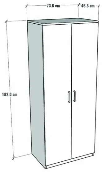 Armadio Guardaroba 74x45x182 Con Barra Appendiabiti Brando Antracite