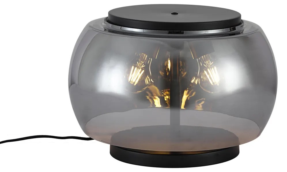 Lampada da tavolo di design nera con vetro fumé a 2 luci - Bino